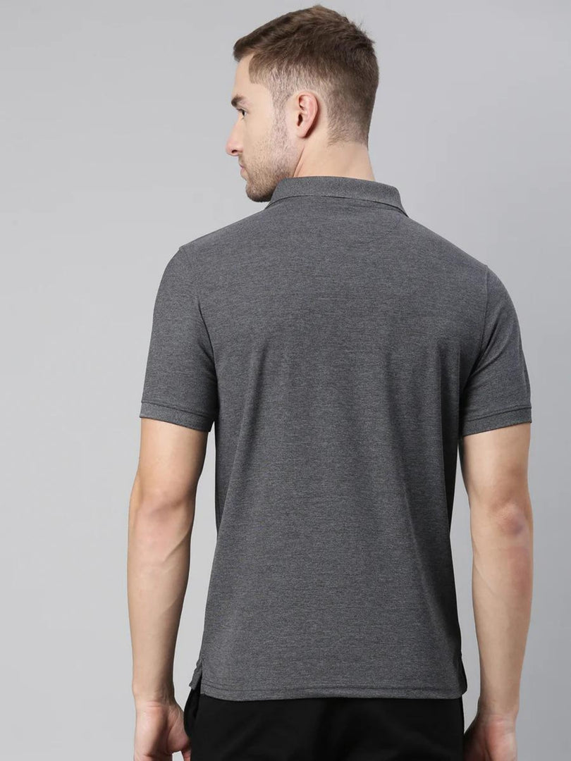 Carbon Grey Melange Polo T-shirt