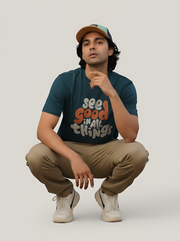 See Good - Petrol Blue Unisex Printed T-Shirt