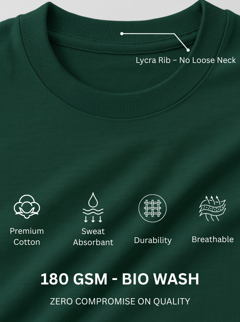BULLET - Bottle Green Unisex Printed T-Shirt