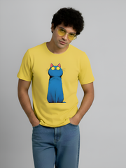 Moonlight Meow - New Yellow Unisex Printed T-Shirt