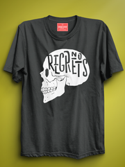 No Regrets  - Steel Grey Unisex Printed T-Shirt