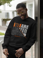 Load image into Gallery viewer, Man wearing a We are Limited Edition - Black Unisex Printed Sweatshirt
