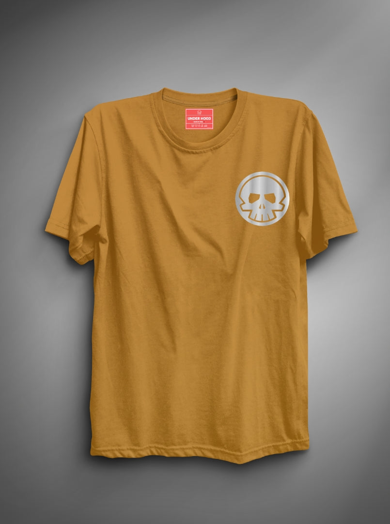 Silver Foil Skeleton  - Mustard Unisex Printed T-Shirt