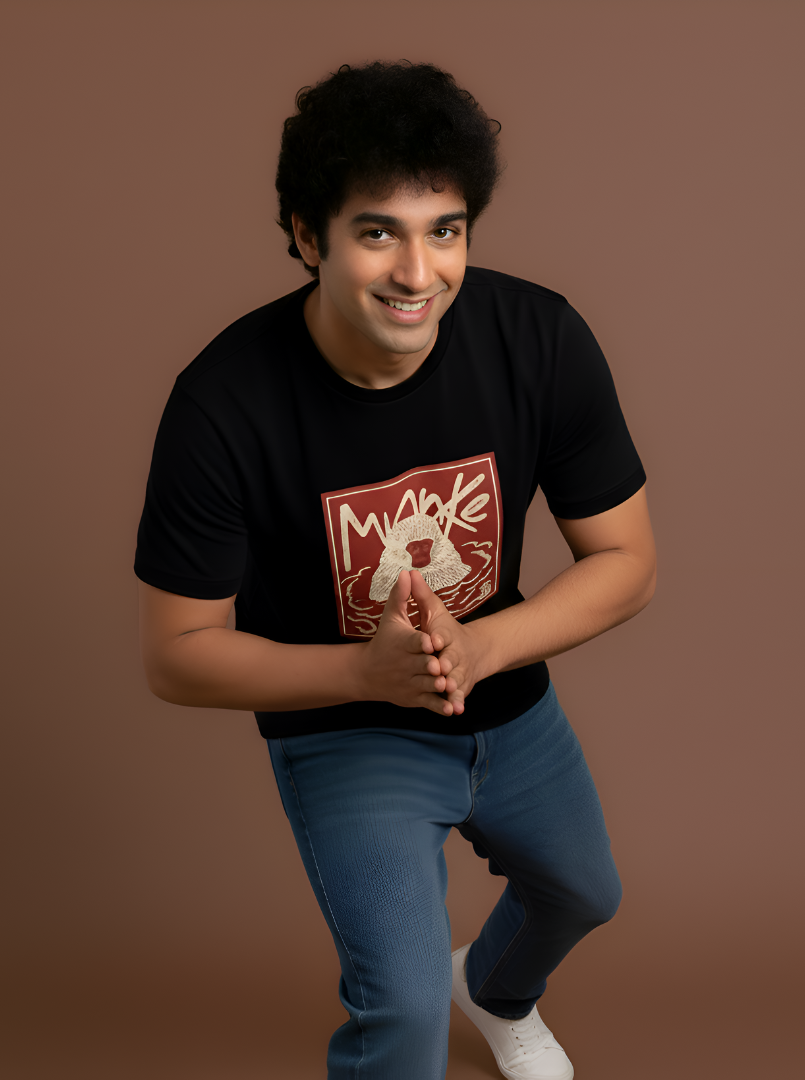 Monke - Black Unisex Printed T-Shirt