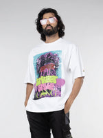 Load image into Gallery viewer, THE STREET STYLE GANG  White Oversized T-Shirt  Front Design view of male
