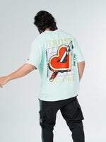 Load image into Gallery viewer, No Love Mint Green Unisex Oversized T Shirt Back Design view of Male
