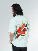 Load image into Gallery viewer, No Love Mint Green Unisex Oversized T Shirt Back Design view of Male
