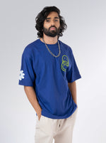 Load image into Gallery viewer, Its Okay Royal Blue Oversized T-shirt front Design view of Male
