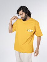 Load image into Gallery viewer, Take It Easy Mustard Unisex Oversized T-Shirt Front Design View of Male
