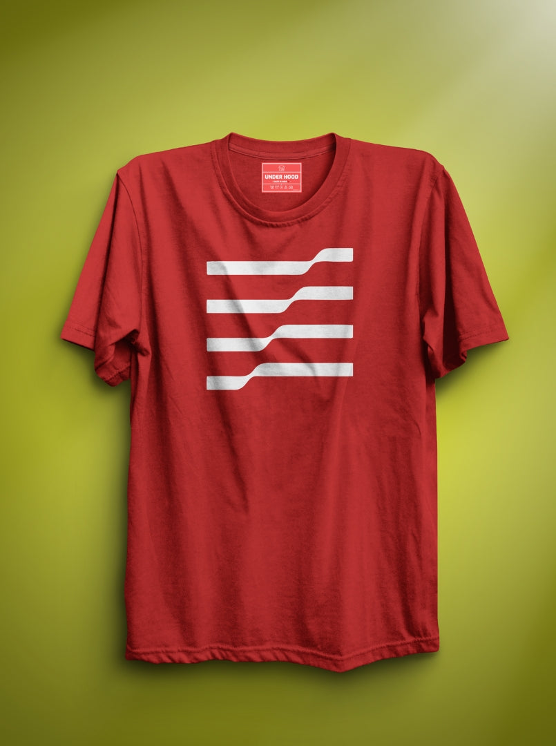 Abstract Stripes - Red Unisex Printed T-Shirt