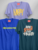 Load image into Gallery viewer, Pack Of 3 - Royal Blue, Blue Moon, Petrol Blue Unisex Printed T-Shirt