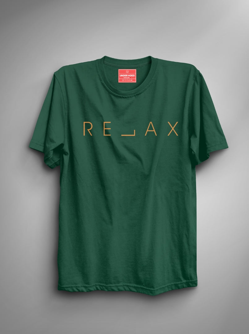 Relax - Bottle Green Unisex Printed T-Shirt