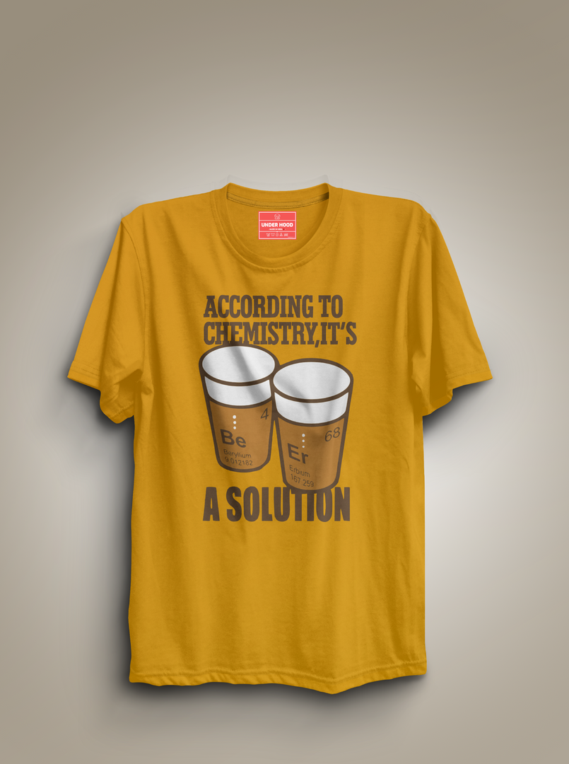 Beer as a Solution - Mustard Unisex Printed T-Shirt