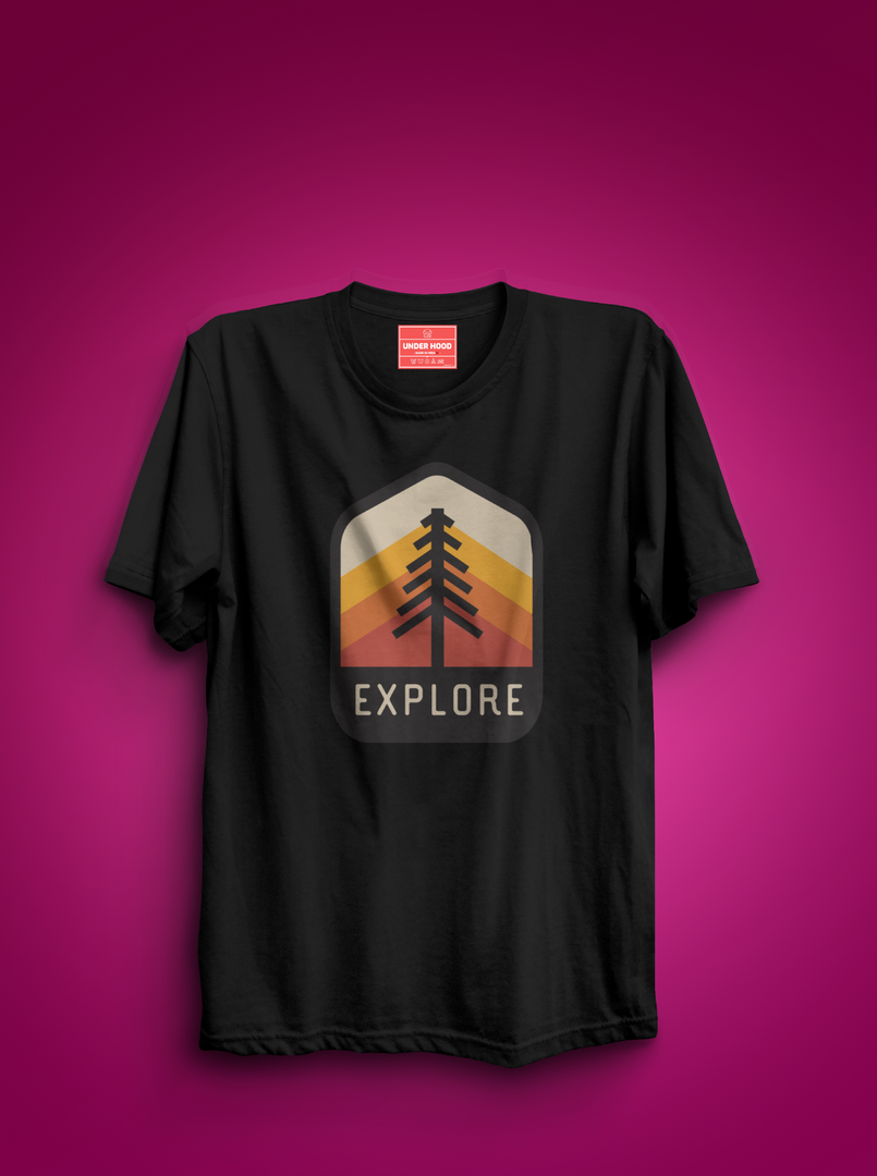 Explore - Black Unisex Printed T-Shirt