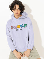 Load image into Gallery viewer, Man Wearing a SMOKE &amp; Let Go  – Lavender Unisex Printed Hoodie
