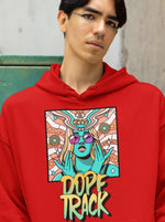 Load image into Gallery viewer, Man wearing a Dope Track  – Red Unisex Printed Hoodie
