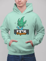 Load image into Gallery viewer, man wearing a It&#39;s Organic – Mint Green Unisex Printed Hoodie
