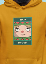 Load image into Gallery viewer, Man wearing a I Hate My Job – Mustard Unisex Printed Hoodie
